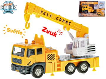 Otroški žerjav Globe Traffic Metal Crane 15 cm, ki deluje na baterije, s svetlobo in zvokom