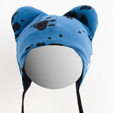 NEW BABY Nova otroška modra bombažna kapa z ušesi - 56 (0-3m)