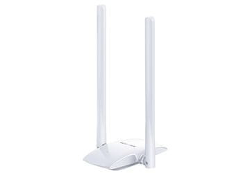 Mercusys Brezžični adapter USB 300 Mb/s z visokim izkoristkom Hitrost: 300 Mb/s pri 2,4 GHz Značilnosti: 2× zunanje antene z visokim izkoristkom, Micro USB 2.0 F