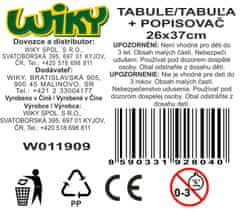 Izbrisljiva bela tabla 26x37cm + marker