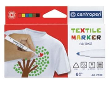Centropen Tekstilni marker 2739 - komplet 6 barv