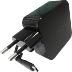 ASUS ASUSov napajalnik za izmenični tok 65W 19V 2-pinski tip C, z EU vtičem, črn