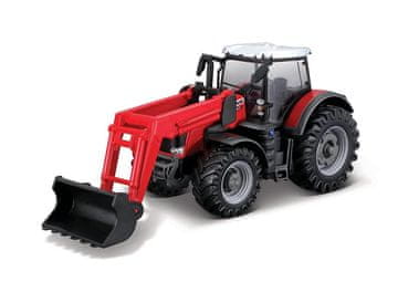 BBurago - FARMLAND, Traktor Massey Ferguson 8740S s čelnim nakladalnikom, 10cm