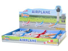 2-Play Prometno letalo kovinsko 18,5 cm obračalno na baterije s svetlobo in zvokom - mešanica barv (modra, rdeča, oranžna)