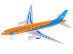 2-Play Prometno letalo kovinsko 18,5 cm obračalno na baterije s svetlobo in zvokom - mešanica barv (modra, rdeča, oranžna)