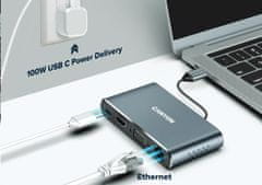 Canyon replikator vrat DS-14 8v1, 1xUSB-C PD 100W, 1xHDMI (4K), VGA, 3xUSB-A 3.0, RJ45 Gb, 3,5 mm priključek