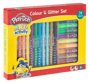Play-Doh KOMPLET BARV IN BLEŠČIC 24 KOSOV