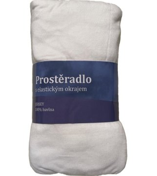 Jerry Fabrics Bela bombažna rjuha Jersey, 180/200 cm