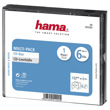 Hama CD Multi-Pack, ovitek za 6 CD/DVD, prozoren/črn