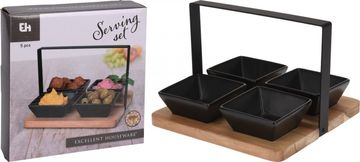 EXCELLENT Servirne sklede s pladnjem komplet 5 akacija / črna KO-278000520