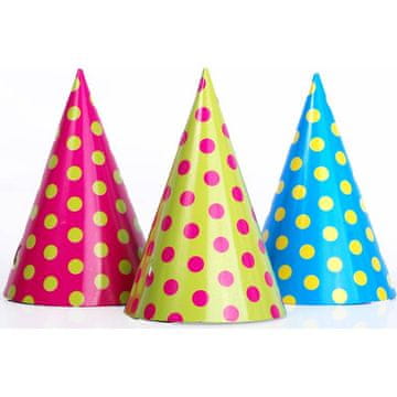 PartyDeco Zabavne kape, obarvane s pikami 6 kosov 16 cm -