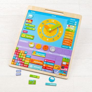 Bigjigs Toys Angleški magnetni koledar z uro