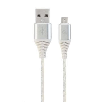 Gembird Kabel CABLEXPERT USB 2.0 AM do MicroUSB (AM/BM), 1 m, pleten, belo-srebrn, blister, PREMIUM KAKOVOST