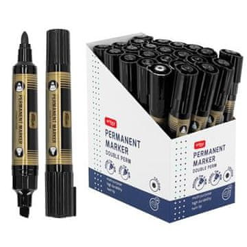 EASY DOUBLE PERM Dvostranski permanentni marker, 24 kosov v pakiranju, črne barve