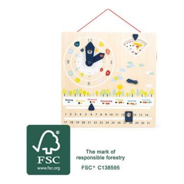 Small foot Izobraževalna tabla - Koledar z uro