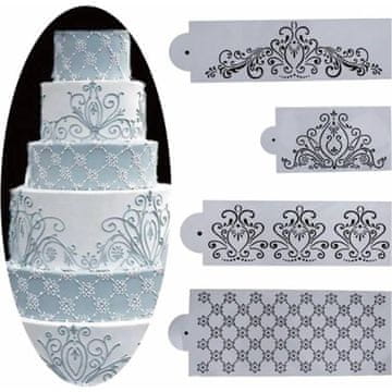 Šablona romantični ornament 4pcs - Cakesicq
