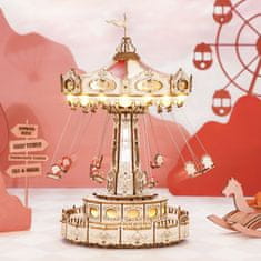 Robotime 3D leseni sestavljanke igrače škatle verige vrtiljak barvita