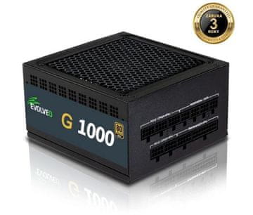Evolveo G1000 PCIe 5.0, 1000 W, ATX 3.0, 80+ GOLD, 90% učinkovitost, aPFC, 140 mm ventilator, maloprodaja