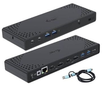 I-TEC USB 3.0 / USB-C / Thunderbolt Priključna postaja z dvema zaslonoma + PD 100W