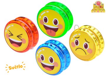 Jojo smeško 6 cm na baterije s svetlobo - mešanica barv (modra, rumena, zelena, rdeča)