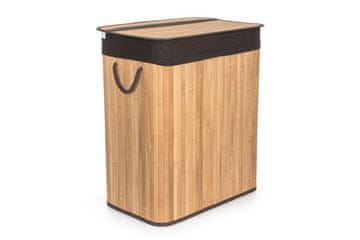 G21 105 l košara za perilo z razdelilnikom, bambus z rjavo košaro