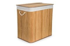 G21 150 l koš za perilo z razdeljevalniki, bambus z belo košaro