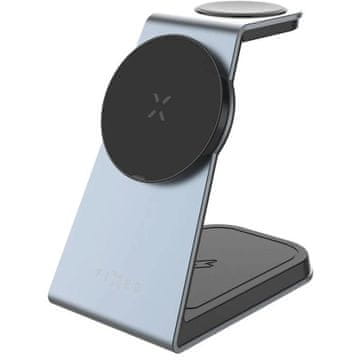 FIXED Fiksno stojalo za brezžično polnjenje 3v1 MagPowerstation ALU s podporo MagSafe, 15W+3,5W+2,5W, vesoljsko sivo