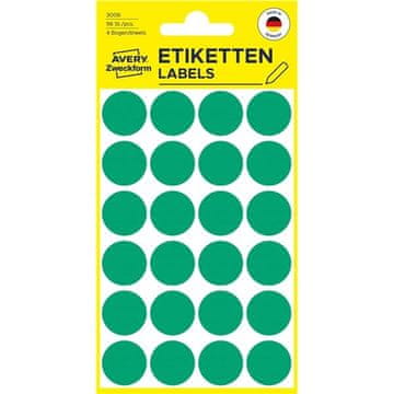 Avery Zweckform Okrogle etikete Avery, 18 mm, zelene