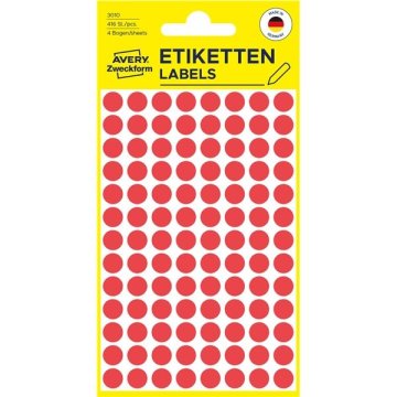 Avery Zweckform Okrogle etikete Avery, 8 mm, rdeče