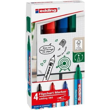 Edding 380 flipchart marker, komplet 4 barv