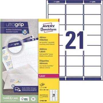 Avery Zweckform Naslovne etikete, 63,5 x 38,1 mm, 2100 kosov