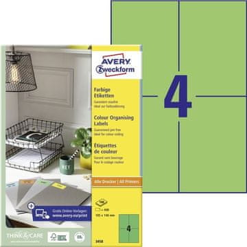 Avery Zweckform Univerzalne etikete Avery, 105 x 148 mm, zelene