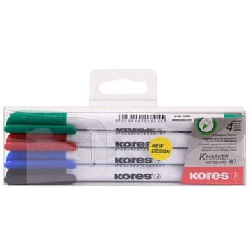 Kores Marker za bele table, tanek, komplet 4 barv