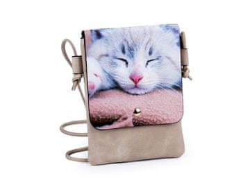 Torbica majhna mačka, roža, samorog, jelen, konj 15,5x21 cm - bež mačka