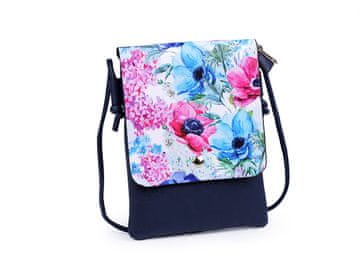 Torbica majhna mačka, roža, samorog, jelen, konj 15,5x21 cm - modra temno cvetlična