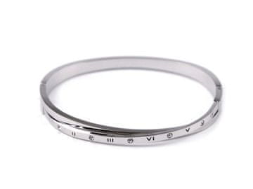 Zapestnica iz nerjavečega jekla s kristali - srebrne številke