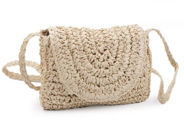 Kvačkanje rafije - križna torbica iz lycre 16x21 cm - naravni št.