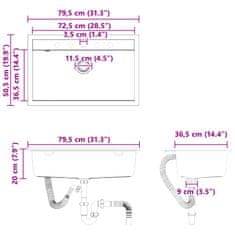 Vidaxl Umivalnica Bela 795 x 505 mm Granit