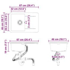 Vidaxl Umivalnica Črna 670 x 460 mm Granit