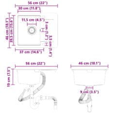 Vidaxl Umivalnica Črna 560 x 460 mm 80% Kvarc in 20% Smola
