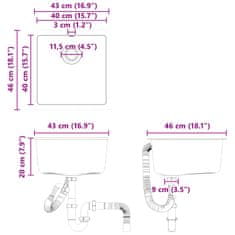 Vidaxl Umivalnica Črna 430 x 460 mm 80% Kvarc in 20% Smola