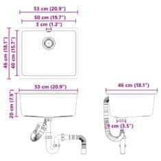 Vidaxl Umivalnica Črna 530 x 460 mm 80% Kvarc in 20% Smola