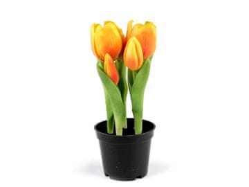 Umetni tulipani v loncu - (21cm) rumeni