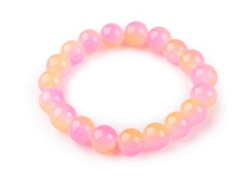 Zapestnica iz steklenih kroglic - roza oranžna