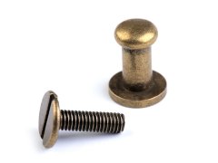 Sedlarske vijačne zakovice Ø6 mm - (14 mm) stara medenina (10 parov)