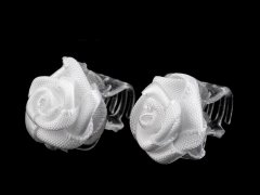 Škarje male 10x13-15 mm z vrtnico - (15 mm) bele (10 kosov)