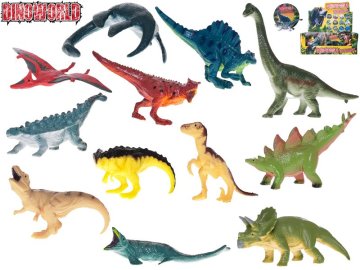 Dinoworld dinozavri 8 cm - mešanica barv (giganozaver, ankilozaver, velociraptor, mosazaver)