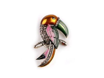 Broška z brušenimi kamni tukan - zelena