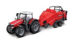 BBurago - FARMLAND, Massey Ferguson 8740S z balirko, 10 cm