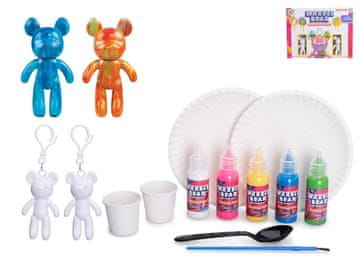 Obesek za ključe z medvedkom 2 kosa za oblikovanje lastne oblike - mešanica barv (modra, roza)